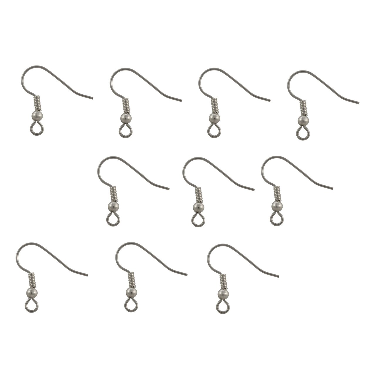 JewelrySupply French Hook Earring Wire with Bead & Spring Surgical Stainless Steel (10-Pcs)